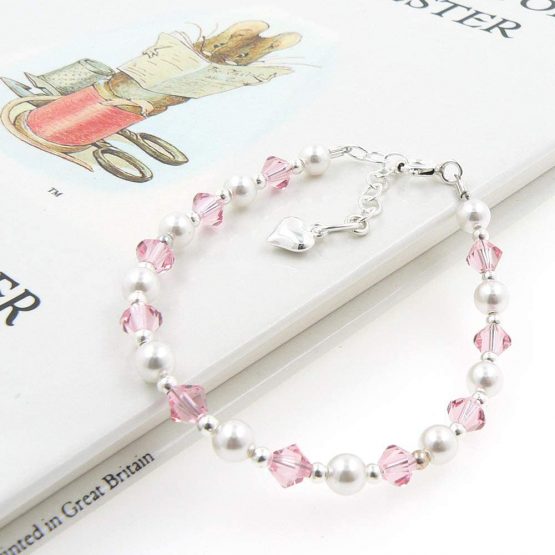 Children's Silver Bracelet with Crystals and Pearls - Image 3