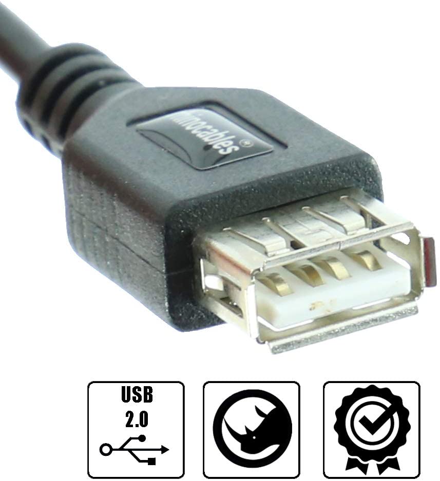 rhinocables USB 2.0 A-A Extension Cable, Black, 0.12m (12cm) - Image 3