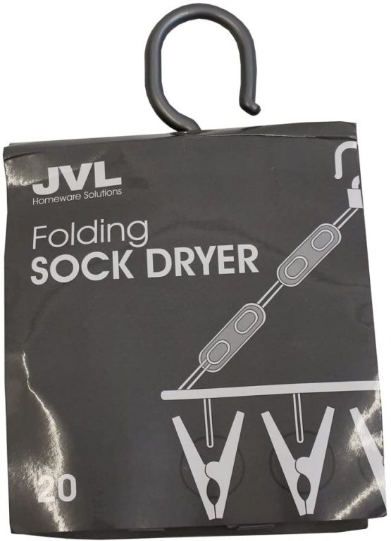 JVL Folding Sock Dryer Complete with 20-Piece Clothes Pegs - Image 3