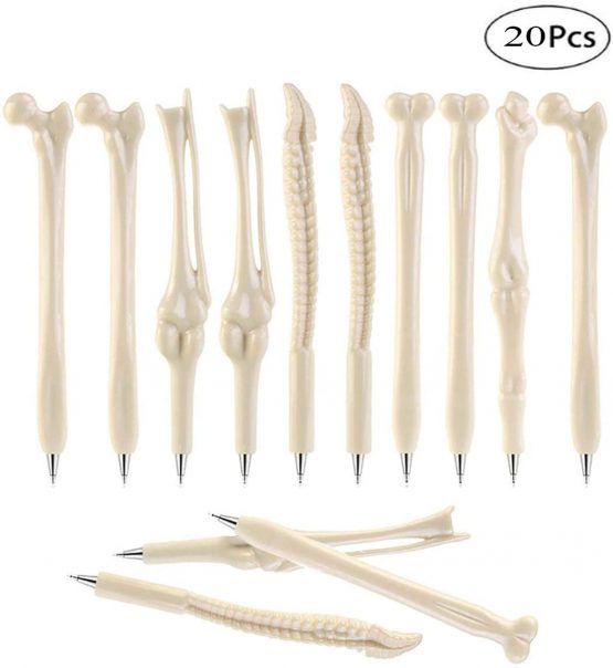 Mengger Novelty Bone Design Ballpoint Pen Black and Blue Ink for Doctors Nurses Friends Artist Medics Gift School Office Stationery,Crazy Student Gift 20pcs 1.0mm