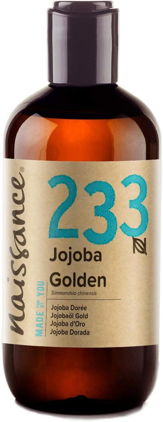 Naissance Cold Pressed Golden Jojoba Oil 250ml - Pure & Natural, Unrefined, Vegan, Hexane Free, No GMO - Ideal for Aromatherapy and as a Massage Base Oil