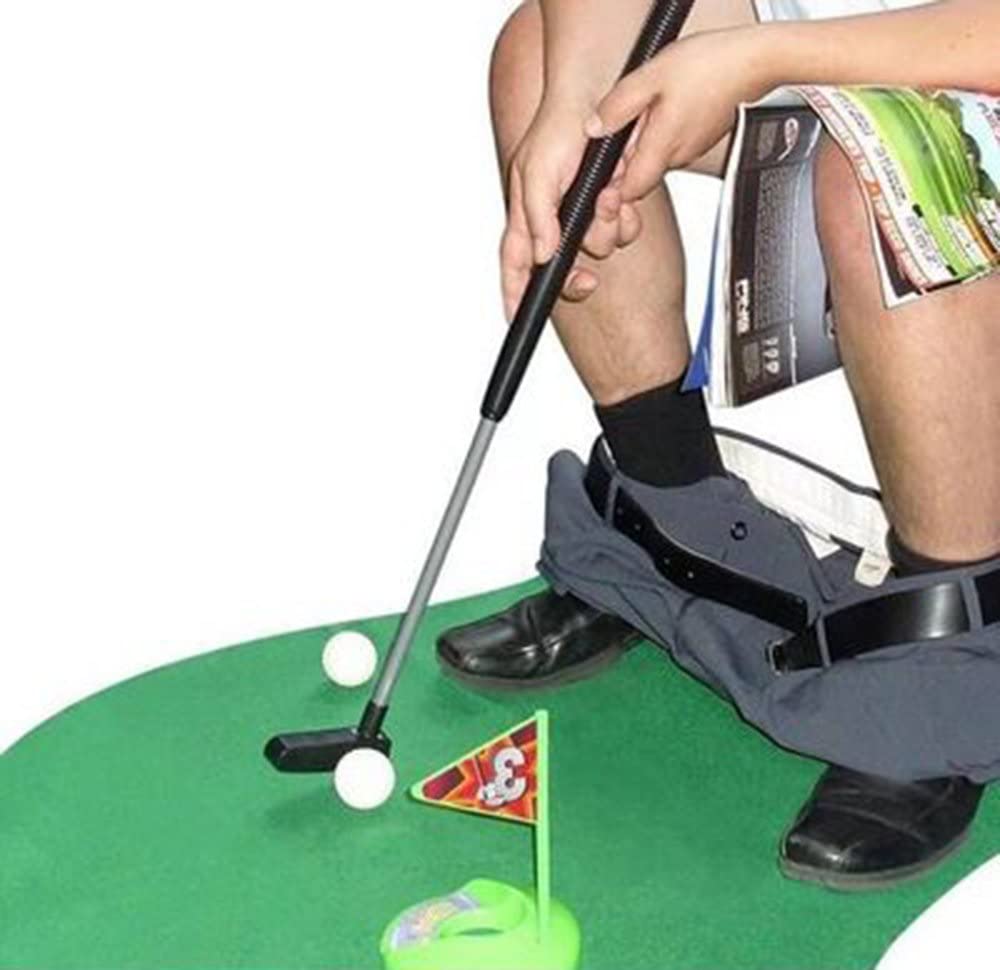 Amasawa Mini Golf Potty, Mini Toilet Golf Gift Set, Mini Golf Potty Gift Set, Golf Bathroom Game Set