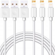 Lightning Cable MFi Certified iPhone Charger Cable, MarchPower 3Pack 2M Extra Long Lightning to USB Cable Fast Charging & Syncing iPhone Cord for iPhone 13 12 11 Pro Xs Max X 8 Plus 7Plus iPad - White