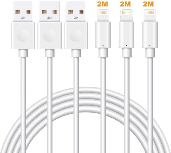 Lightning Cable MFi Certified iPhone Charger Cable, MarchPower 3Pack 2M Extra Long Lightning to USB Cable Fast Charging & Syncing iPhone Cord for iPhone 13 12 11 Pro Xs Max X 8 Plus 7Plus iPad - White