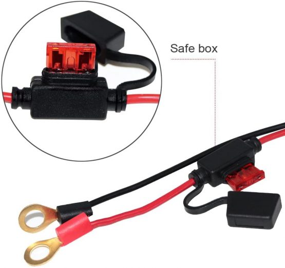 KUNCAN 2FT Motorcycle SAE to O Ring Terminal Harness Wire 2 Pin Lug Cable, Eyelet Terminal Harness Extension Charge Cord, Quick Disconnect SAE Connection Lead, 10A Fuse - Image 4