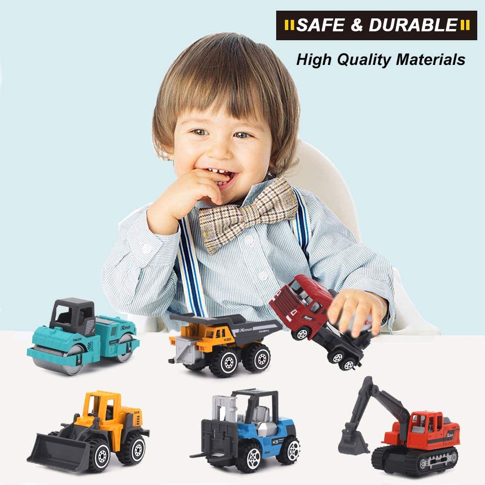 Colourful Construction Trucks Toy, Engineering Diggers and Dumpers Toys Cars Play Set Educational Gift for 3 Years Old Kids, 6PCS - Image 3