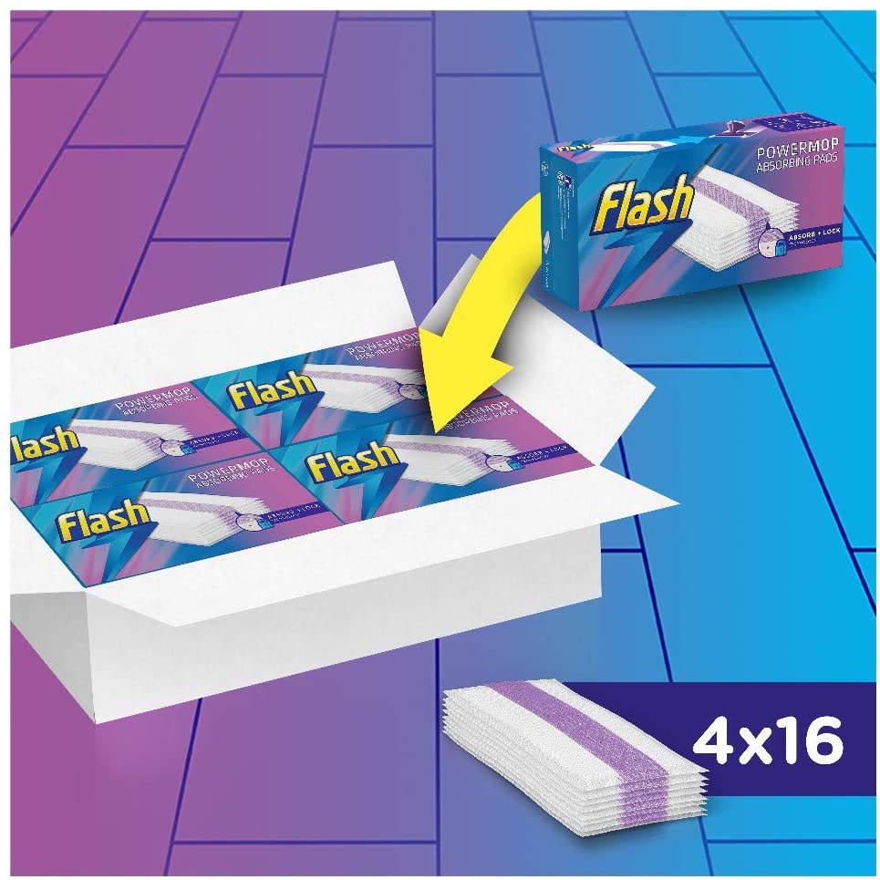 Flash PowerMop Refill Pads 16ct ,Lightweight, White, 64 Disposable Pads - Image 2