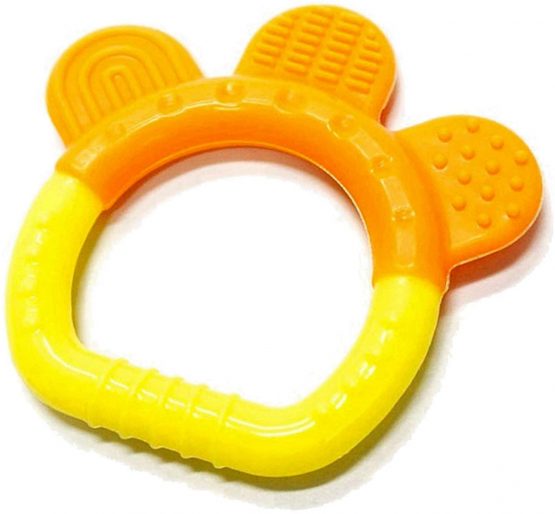 PREMYO Teething Toy for Baby Teether Silicone - Soothes Sore Gum Pain - Easy to Grab BPA Free Yellow Orange - Image 4