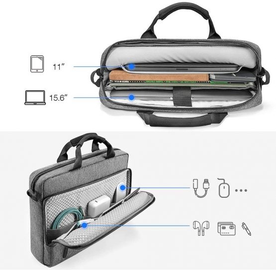tomtoc 15.6 Inch Laptop Shoulder Bag for 2021 16-inch MacBook Pro A2485, Multi-Functional Messenger Travel Bag for 15“ MacBook Pro, Dell XPS 17/15, Surface Book 3/2, Surface Laptop 3, Water-Resistant - Image 2