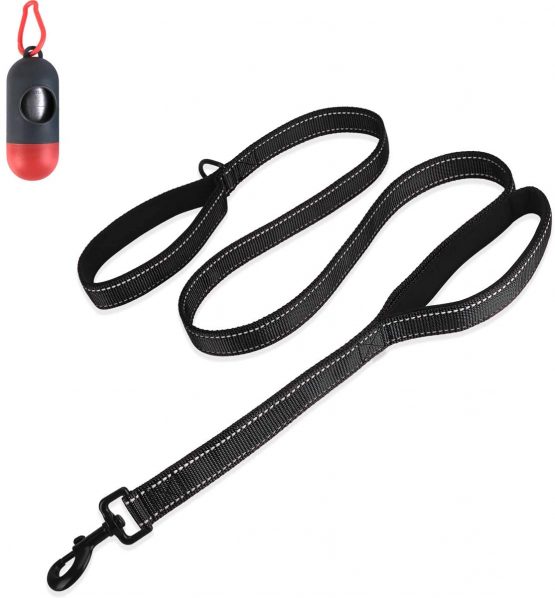 Belababy Medium Dog Leash, 5ft Double Handles Dog Lead, Heavy Duty Strong Nylon Reflective Dog Leash, 1.5m Leash Perfect for Large Medium or Small Dog