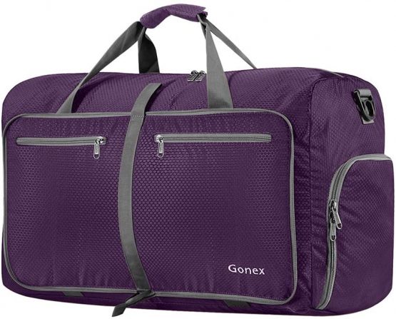Gonex 40L Foldable Sport Duffles Packable Carry On Travel Holdall Bag, Sports Bag Gym Bag with Shoes Compartment, Swimming Yoga Holiday Luggage, Camping kit Bag