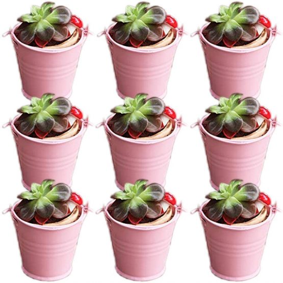 Amajoy 30 Pack Pink Mini Metal Bucket Tin with Sheer Bag Candy Box Buckets Souvenirs Gift Pails for Wedding Favour Party Favor Baby Shower Favour - Image 3