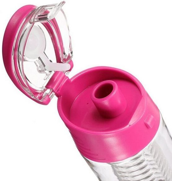 COCOSO Pink Fruit Infusing Water Bottle with Fruit Infuser and Flip Lid Lemon Juice Make Bottle- BPA Free (800 ml) - Image 3