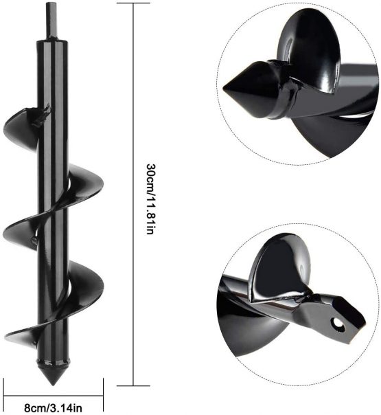 Natuce 30 * 8CM Bulb Auger Drill Bit, Earth Auger Spiral Drill Bit, Garden Planter Tool, Post Hole Borer With Non-Slip Hex Drive, Garden Digger Attachments For Planting Flower, Bulbs - Image 2