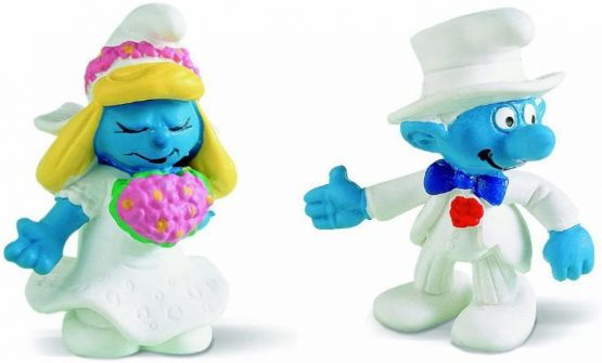 Schleich Smurfette Bride 20412 Smurf Bridegroom 20413 Bridal Couple Wedding Set