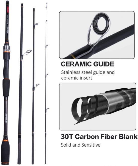 Goture Fishing Rods - Casting & Spinning Fishing Rods - Portable 2 & 4 Sections Lightweight Carbon Fiber Poles M Power MF Action 6.6ft - 7ft - Image 4