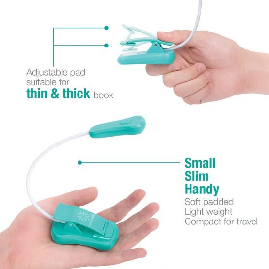 Vekkia/LuminoLite Rechargeable Book Light, 3 Colortemperature × 3 Brightness, Reading Lights for Reading in Bed. Up to 70 Hours Lighting. Perfect Gift for Bookworms, Kids & Travel. (Turquoise) - Image 4
