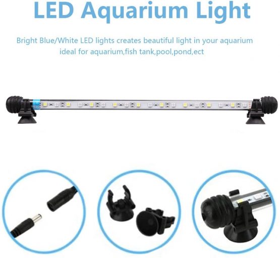 VARMHUS Submersible LED Aquarium Light, 37 cm Underwater Fish Lamp Waterproof Aquarium Lighting for Fish Tank (Blue and White Color) - Image 3