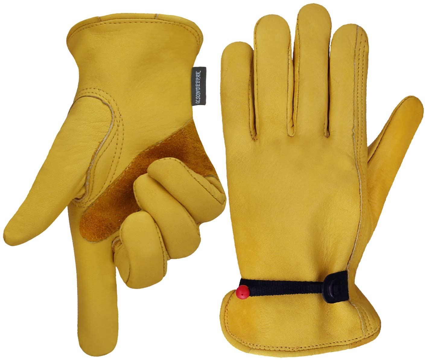 OLSON DEEPAK Leather Working Gloves for Gardening,Thornproof Gardening Gloves for Men and Women,Heavy Duty Leather Work Gloves Men(Large)