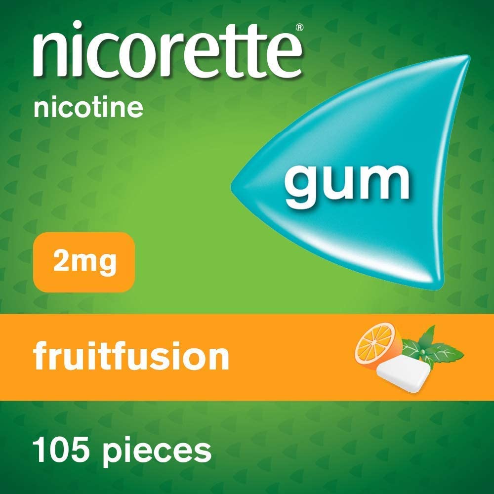 Nicorette Fruitfusion 2 mg Gum Nicotine 105-Pieces, Nicotine Gum (Quit Smoking and Stop Smoking Aid)