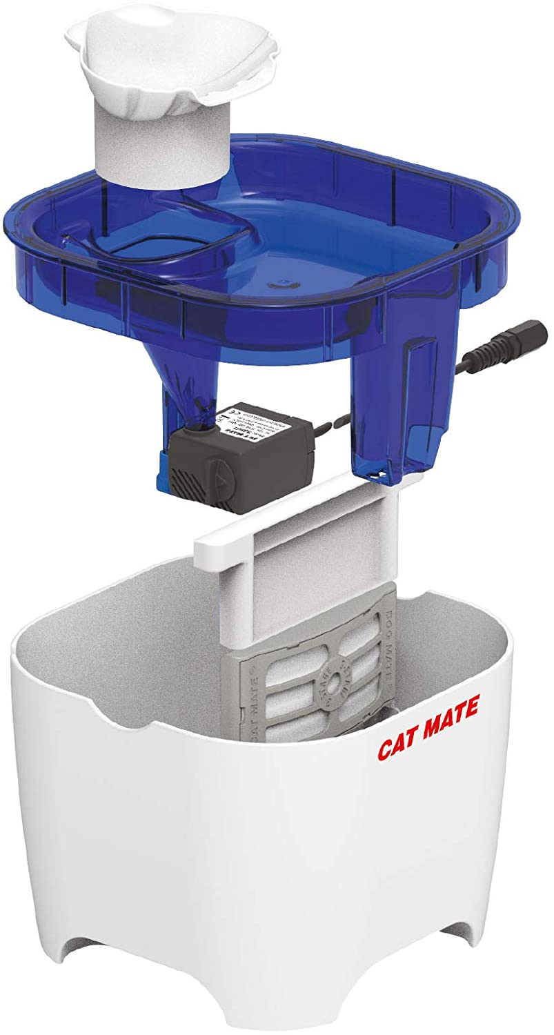 Cat Mate Shell Pet Water Fountain 3L (Blue Top/White Base) BigaMart