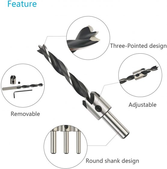 9 PCS Countersink Drill Bit ZoomSky Woodworking Chamfer Counter Bit Set 3/4/5/6/7/8/10mm Steel Carpentry Reamer with Hex Wrench for Plastic Wood DIY Wood - Image 4