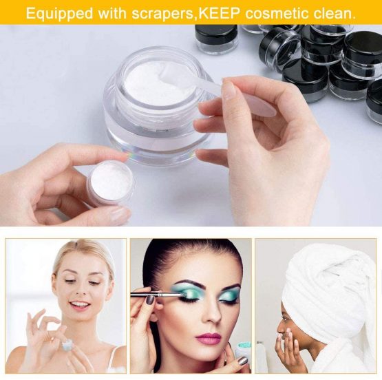 GOLRISEN Cosmetic Container,12pcs Plastic Travel Jars,with Black Screw Lids 15ml Sample Containers Pots Bottles and 6pcs Spatulas for DIY Travel Makeup Creams/Powder/Mineral Make Up Cosmetic - Image 4