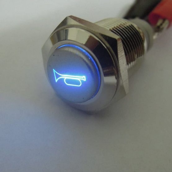 Mintice 12V Car Vehicle Blue LED Momentary Speaker Push Button Metal Switch 19mm Socket Plug Wire - Image 4