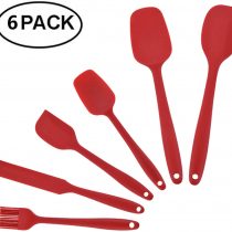 FUKTSYSM Silicone Spatula - New 6 Pcs Silicone Spatula 446°F Heat Resistant Seamless Rubber Spatulas with Stainless Steel Core Kitchen Utensils Non Stick for Cooking, Baking and Mixing (Red)