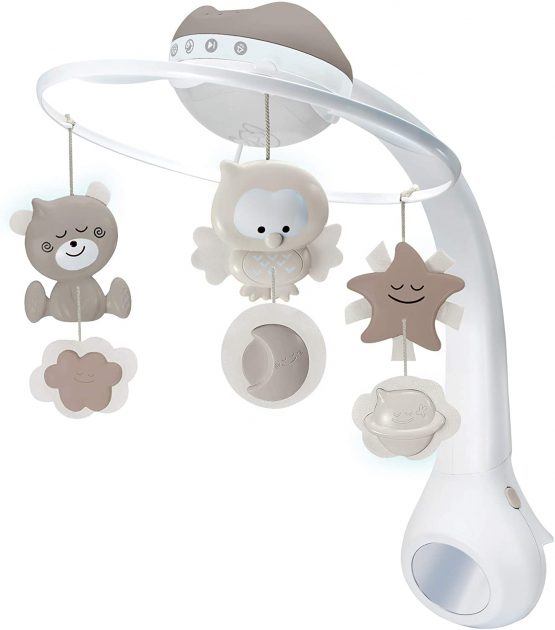 INFANTINO 3 in 1 Projector Musical Mobile - Convertible mobile, table and cot light and projector, with wake up mode to simulate daylight, complete with 6 melodies and 4 nature sounds