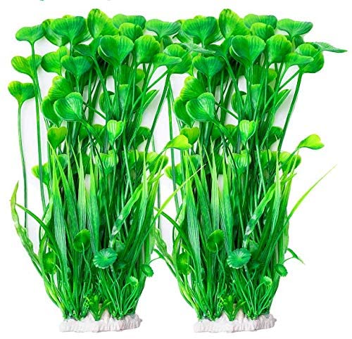BEGONDIS 2 Pcs Artificial Water Plants, Fish Tank Aquarium Decorations, Made of Soft Plastic