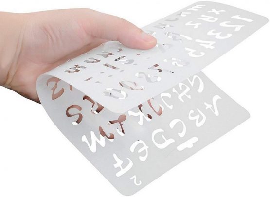 Alphabet Painting 4 PCS Assorted Styles Plastic Number and Letter Artistic Drafting Drawing Templates Stencil Set for DIY Craft Journal Photo Album Scrapbook Schedule Book Diary Art Projects - Image 3