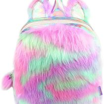 Cute Plush Unicorn Backpack,Fluffy Mini Unicorn Backpack Bags for Girls Female Travel Plush Soft Rainbow Schoolbag (Colour 2)
