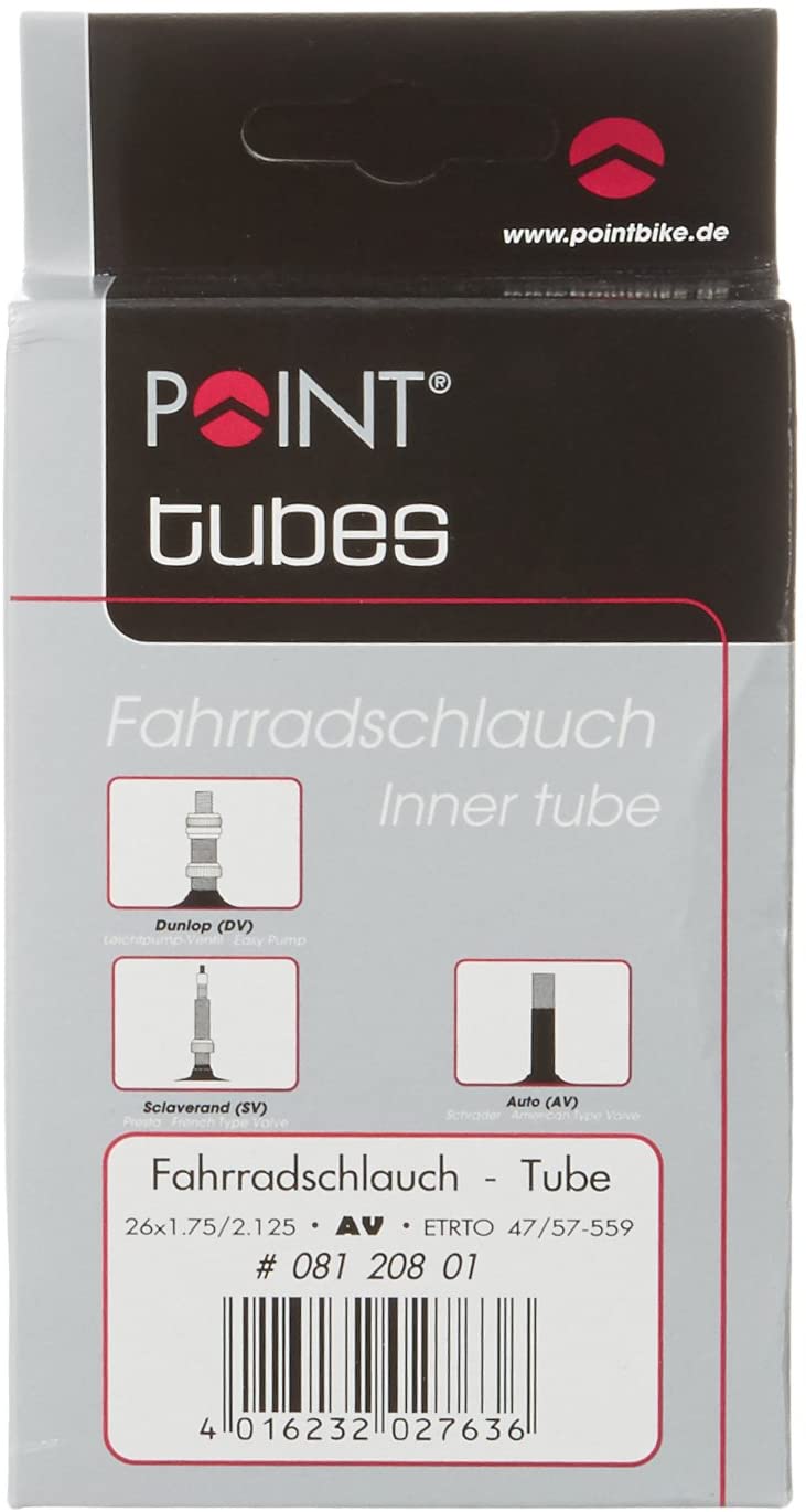 Point 08120801 Bicycle Inner Tube ETRTO 47/57-559 AV Valve Size 26 x 1.75/2,125 Black, 26 x 1,75/2.125 - Image 2