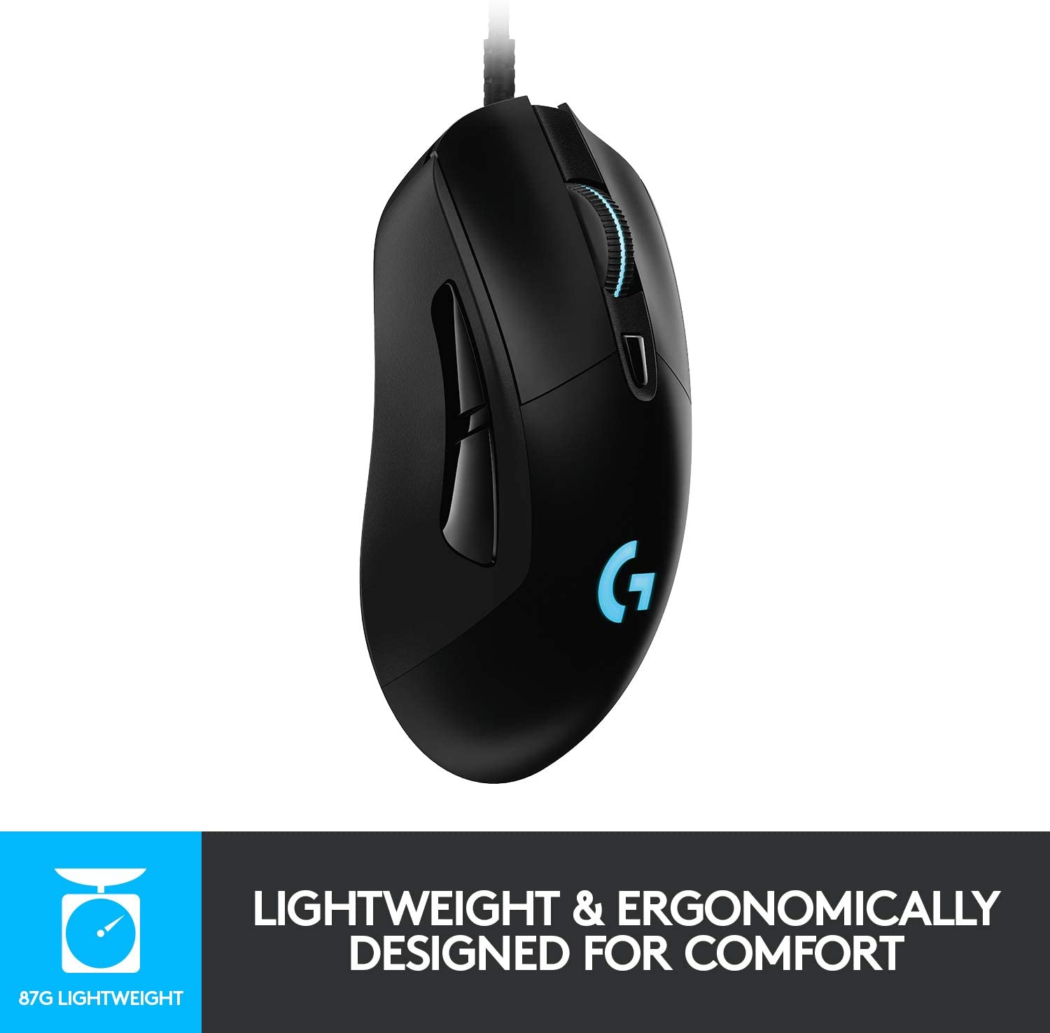 Logitech G403 HERO gaming mouse with HERO 25K DPI sensor, LIGHTSYNC RGB, light weight of 87g and optional 10g weight, PC/Mac - black - Image 4