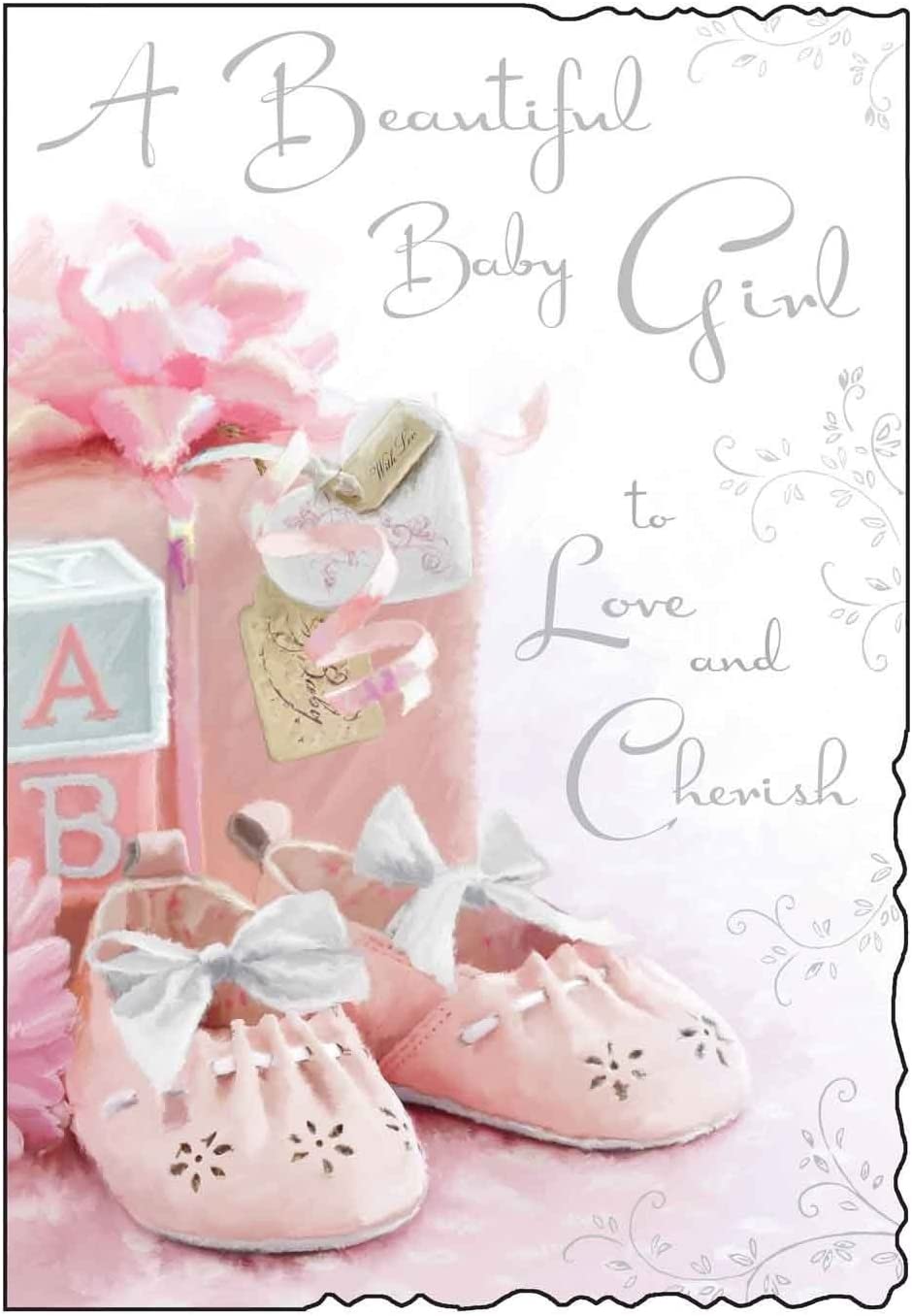 Jonny Javelin New Baby Girl Card, White, 6.25" x 9"