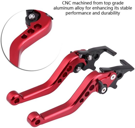 Motorcycle Brake Lever, 1 Pair Aluminum Alloy Motorbike Brake and Clutch Lever Pit Bike Brake Lever Snapback Levers Motorbike Brake Handle Levers Double Disc (red) - Image 3