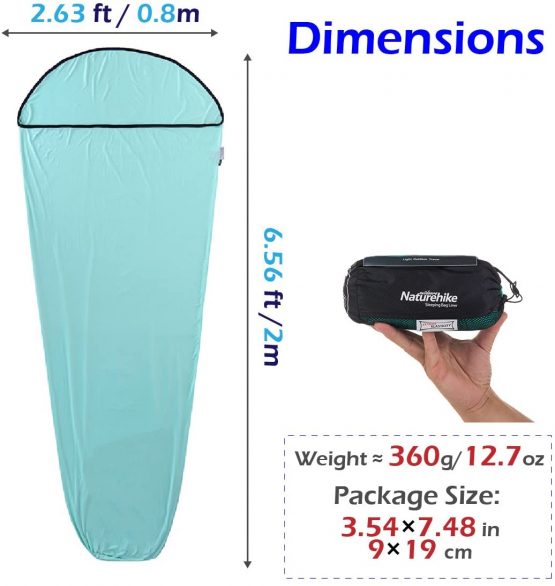 thumbnail image 2 of Azarxis Sleeping Bag Liner, Mummy Sleeping Bag Liner Adult Sleep Sack Travel Sheets Camping Sheet Single 2 of 9