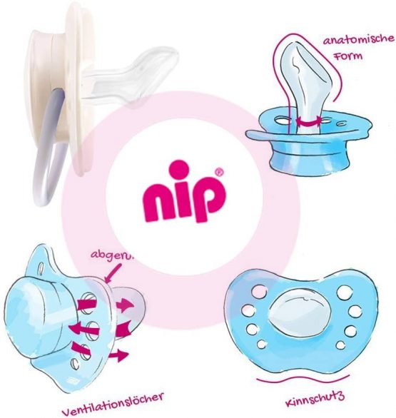 NIP Silicone Dummy Family Size 3 (18-32 Months) Pack of 6 Girls BPA Free Made in Germany - Image 2