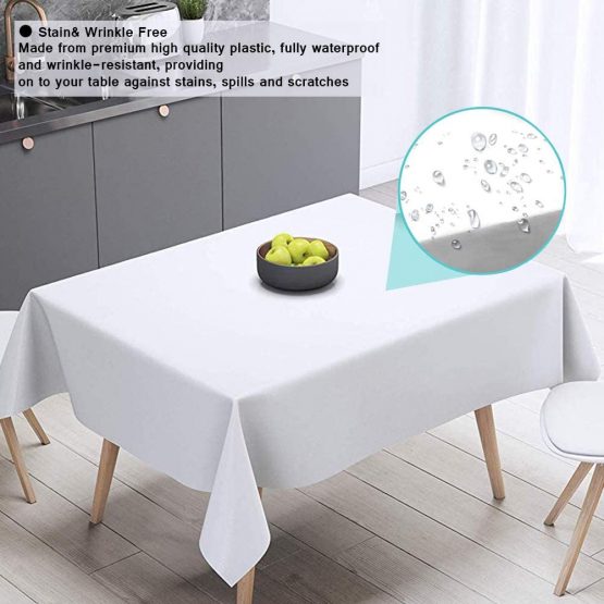 YANGTE 8 Pack Disposable Tablecloth Plastic Rectangle Table Covers 54 in x 108 in for Tables Indoor or Outdoor Parties Birthdays Weddings Picnic Christmas (White) - Image 4