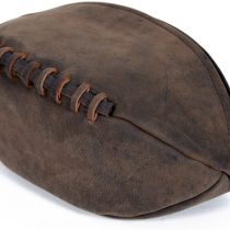 Lakeland Leather Real Leather Rugby Ball Washbag in Vintage Style with Waterproof Lining in Chocolate Brown