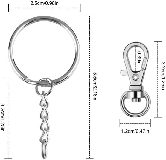 100 Pcs Swivel Lobster Clasps Keychains 50 Pcs Metal Keyring Clips 50 Pcs 25mm Split Rings with Chain Trigger Snap Carabiner Clip Hooks for Keys,Crafts, DIY Bulk - Image 4