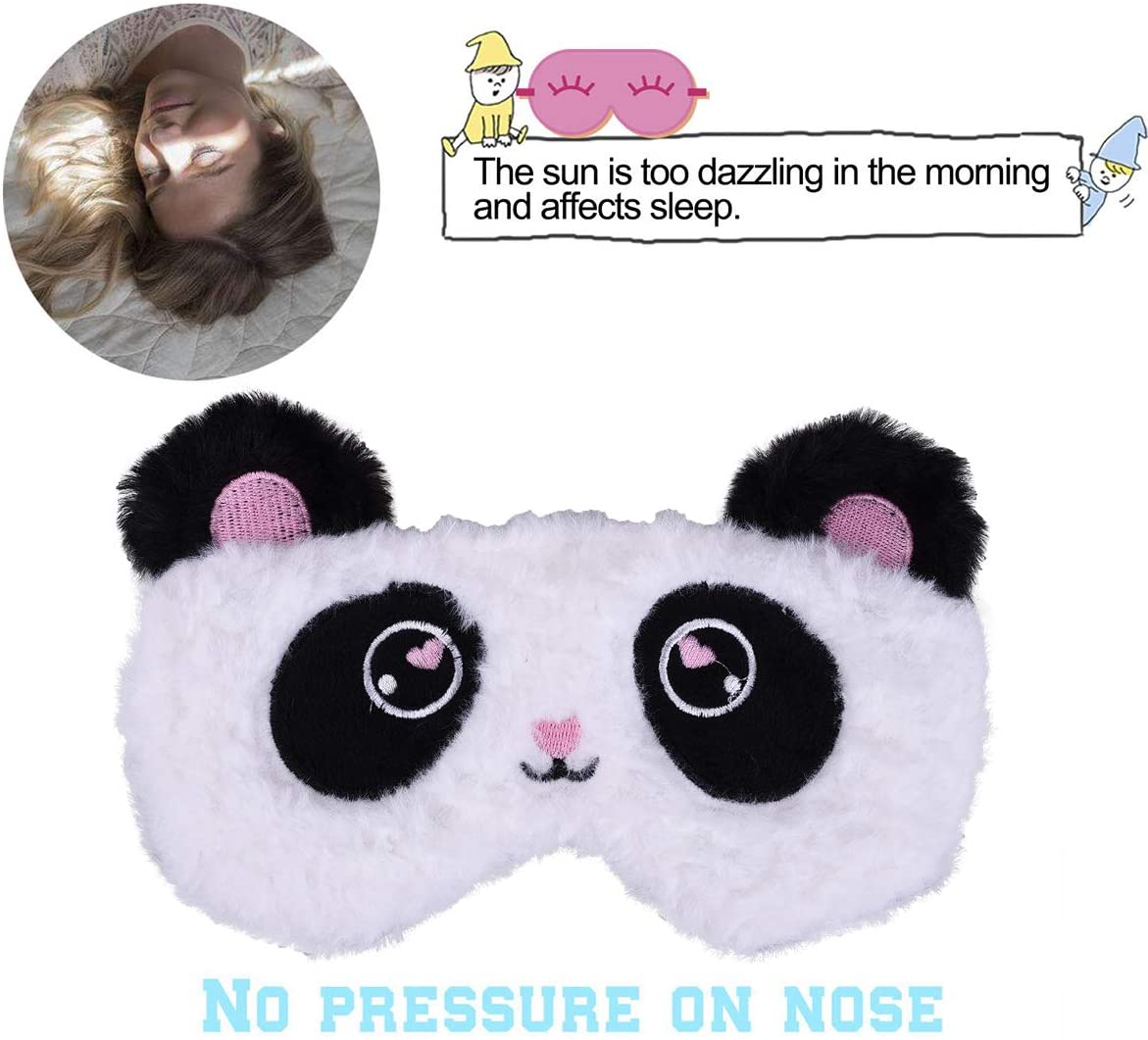 Ulife Mall Cute Panda Sleeping Mask Soft Fluffy Plush Blindfold Funny Novelty Sleep Mask Eye Cover Eyeshade for Girls Boys Women Men Kids Night Nap Travel Meditation,Black&White - Image 4