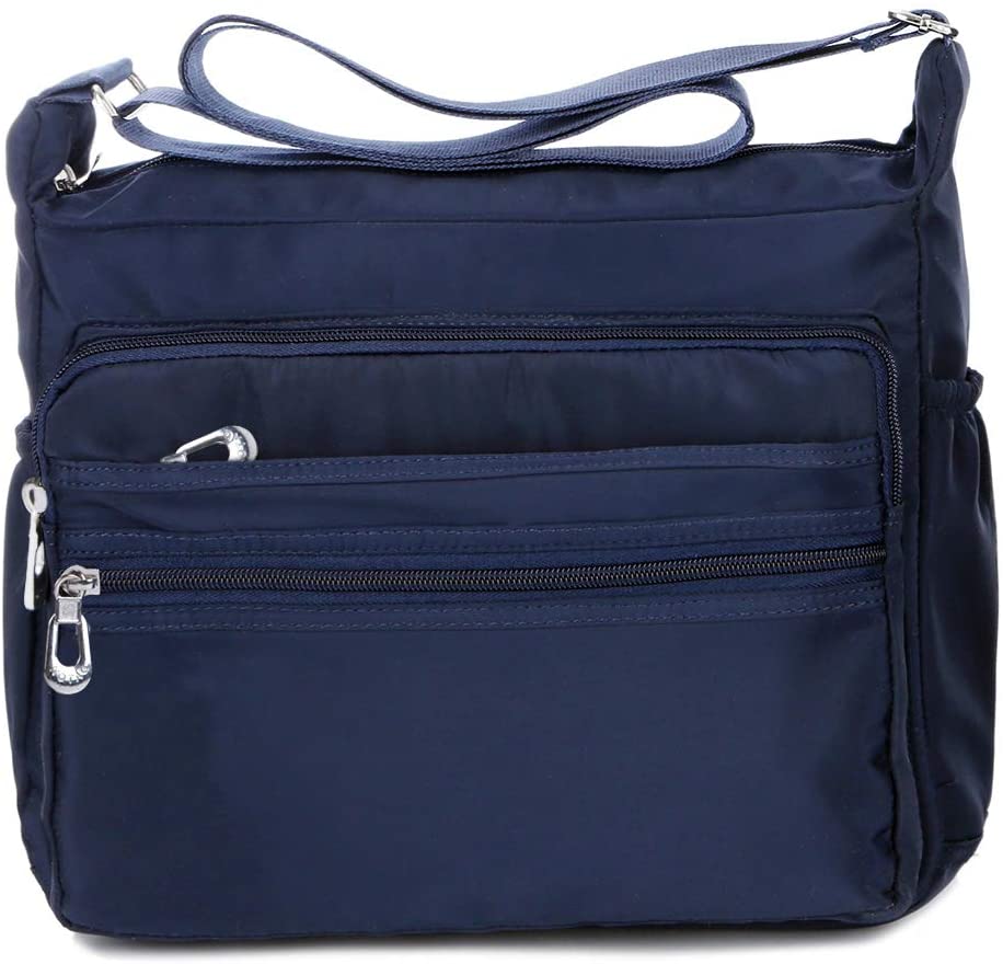 NOTAG Crossbody Bags for Women Multi-Pocket Casual Messenger Bag Waterproof Nylon Shoulder Bag, 2 Size (S, blue)
