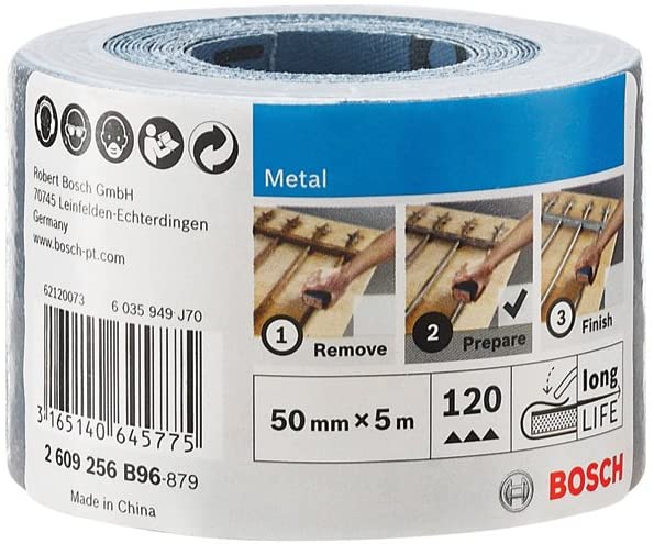 Bosch 2609256B96 50 mm x 5 m Hand Sanding Roll for Metal, Blue - Image 2
