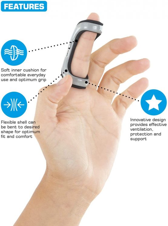 Neo G Finger Splint, Easy-Fit - Support For Trigger Finger, Mallet Finger, Baseball Finger, Strain, Sprains, Broken Fingers, Basketball - Patented Design - Class 1 Medical Device - Large - Grey - Image 4