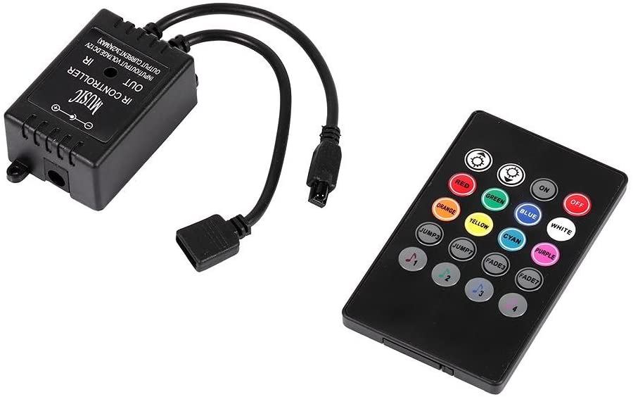 Garosa Portable LED Music Controller with 20-Key IR Remote & Sound-Activated Sensor for RGB Flexible Strip Lights
