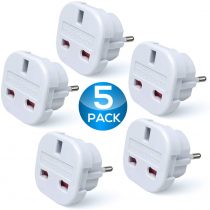 MOBIBAY 10 Pack EU Travel Adapter, UK to European Plug Adapter, Europe Converter Type C, E, F for Spain, France, Italy, Portugal, Germany, Netherlands, Greece, Poland, Turkey and More (Black)
