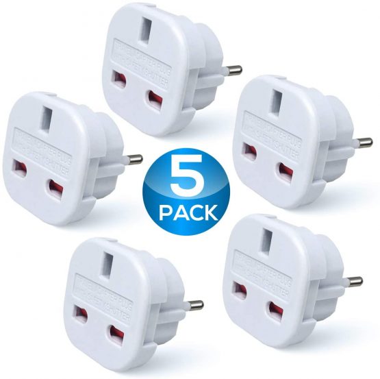 MOBIBAY 10 Pack EU Travel Adapter, UK to European Plug Adapter, Europe Converter Type C, E, F for Spain, France, Italy, Portugal, Germany, Netherlands, Greece, Poland, Turkey and More (Black)