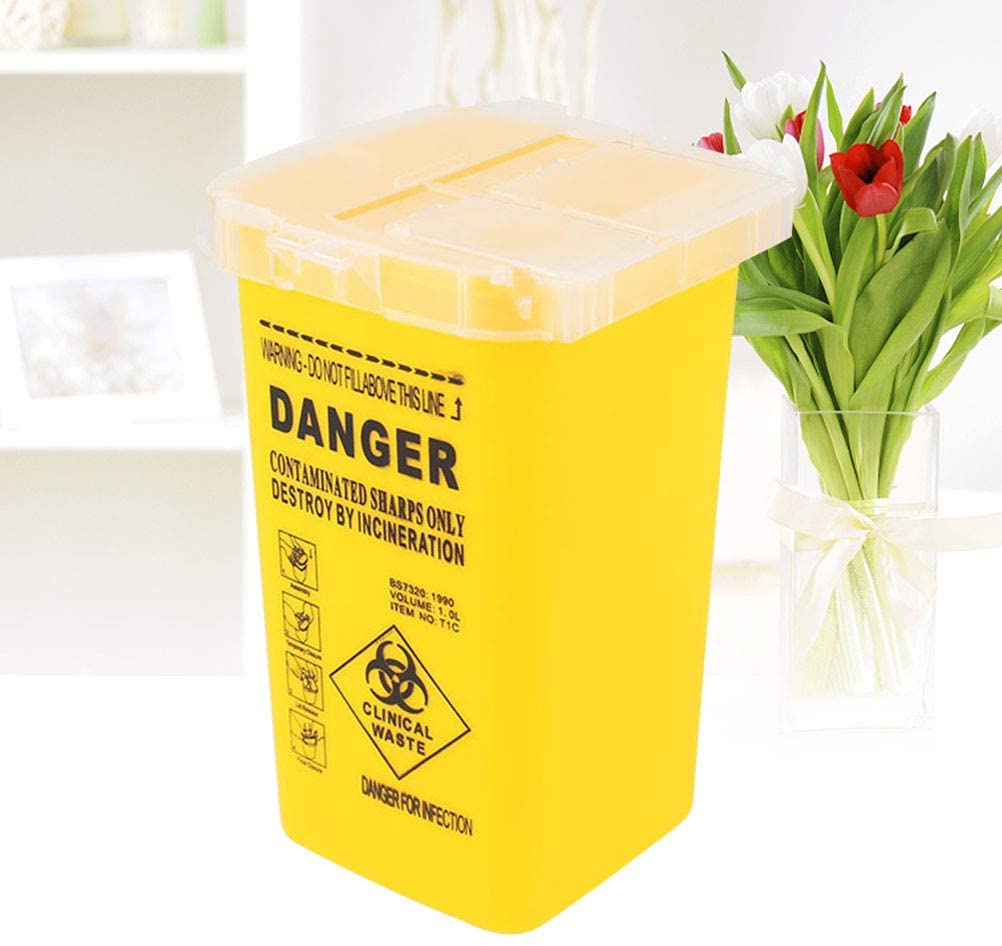 Healifty Sharps Box Tattoo Needles Disposal Container Medical Supplies and Equipment (Yellow), 8.7 cm x 9.1 cm x 8.7 cm - Image 2